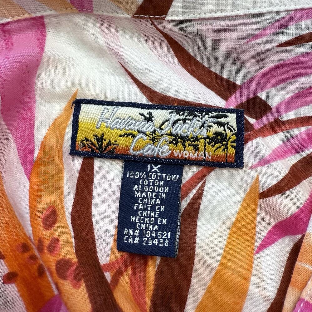 Havana Jacks Cafe Tropical Floral Button Down Shirt Womens 1X Coastal‎ Summer - Picture 3 of 4
